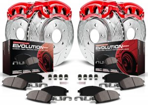 Honda Civic Brake Kit - Front - PowerStop - Z23 Evolution Sport Rotors + Pads + Calipers - Red - `01-`05 Honda Civic Brake Kit - Front - PowerStop - Z23 Evolution Sport Rotors + Pads + Calipers - Red - `01-`05